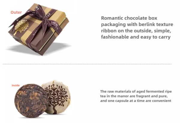 Bailian Fashion Chocolate Puer Tea Ripe Tea Mini Ripe Portable Bag 45g 9-Pieces（5g/piece) - Image 6