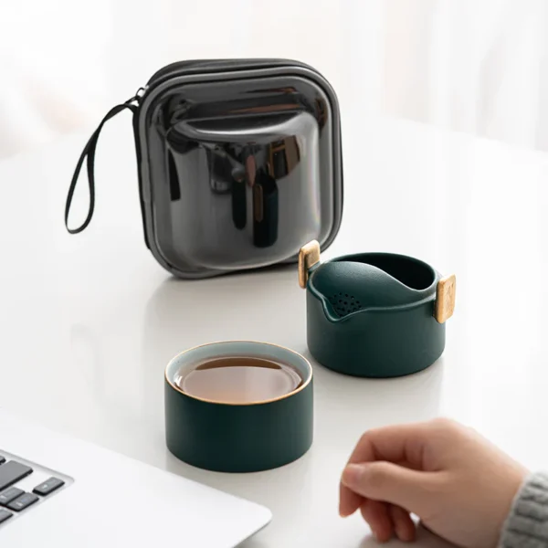 Classic Art Style Ceramic Travel Tea Set Include 1 Teapot with 1 Cup Gift Red/Black - Image 8