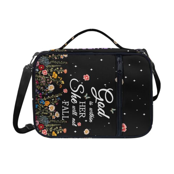 Bible Cover for Women, Bible Holder, God is Within Her She Will Not Fall, Zipper and Bags for Standard Size Bible, Gift for Women (Black) - Image 4