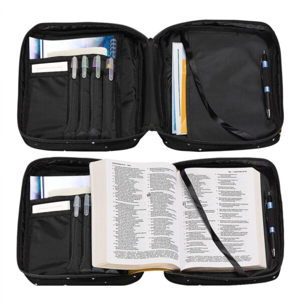 Bible Cover for Women, Bible Holder, God is Within Her She Will Not Fall, Zipper and Bags for Standard Size Bible, Gift for Women (Black) - Image 7