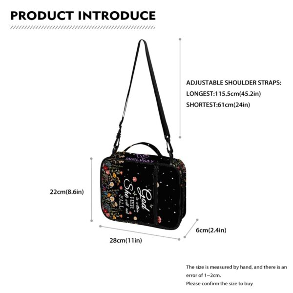 Bible Cover for Women, Bible Holder, God is Within Her She Will Not Fall, Zipper and Bags for Standard Size Bible, Gift for Women (Black) - Image 9