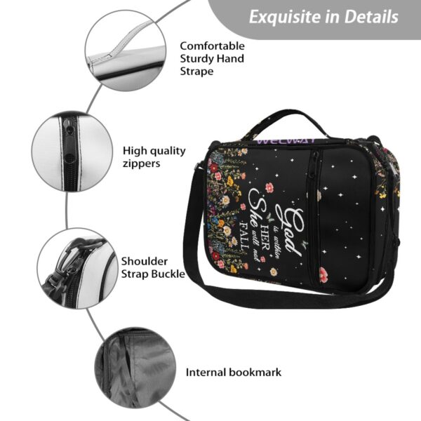 Bible Cover for Women, Bible Holder, God is Within Her She Will Not Fall, Zipper and Bags for Standard Size Bible, Gift for Women (Black) - Image 10